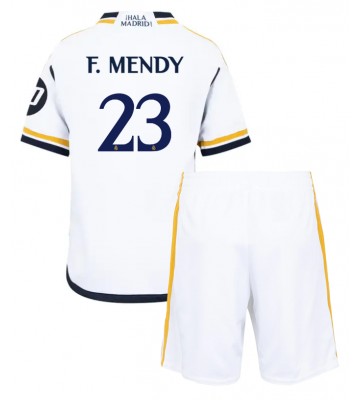 Real Madrid Ferland Mendy #23 Primera Equipación Niños 2023-24 Manga Corta (+ Pantalones cortos)